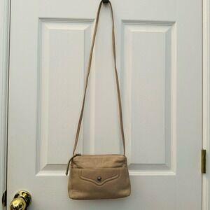 Stone Mountain Womens Leather Cream Crossbody Neutral Bag Purse Abby Mini Chino